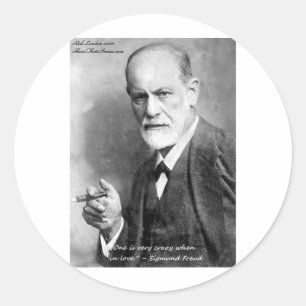 Freud Crazy liebt Liebe Zitat Geschenke Karten etc Runder Aufkleber