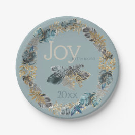 Freude am World Blue Tropical Christmas Foliage Pappteller
