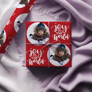 Freude am World Calligraphy Round Foto Red Geschenkpapier