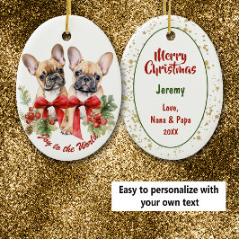 Freude am World French Bulldogs Holiday Keramik Ornament
