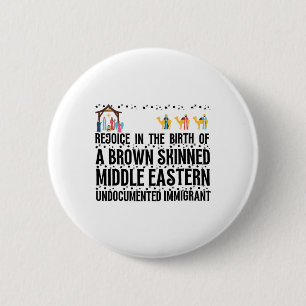 Freude an der Geburt eines hellbraunen Weihnachtsf Button