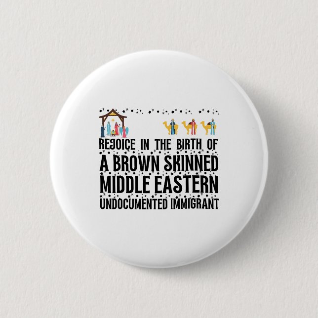 Freude an der Geburt eines hellbraunen Weihnachtsf Button (Vorderseite)