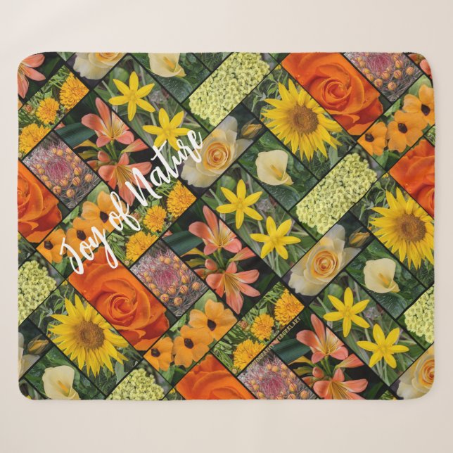 Freude an der Natur Orange Gelbe Blumen Sherpadecke (Vorderseite (Horizontal))