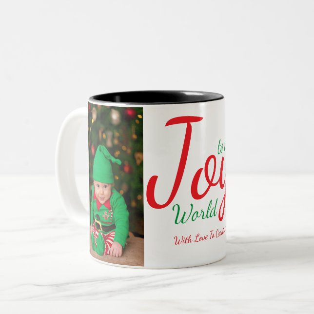 Freude an der Tasse des World Holiday Foto (Vorderseite Links)