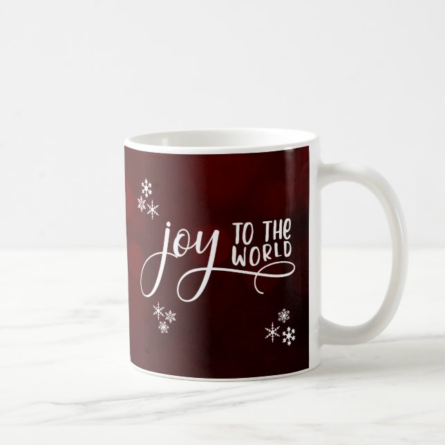 Freude an der Typografie und Schneeflocken der Wel Kaffeetasse (Rechts)