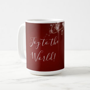 Freude an der Welt mit weißen Schneeflocken auf Ro Kaffeetasse