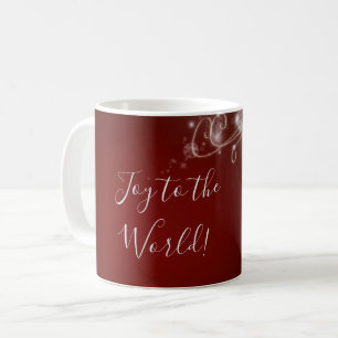 Freude an der Welt mit weißen Schneeflocken auf Ro Kaffeetasse