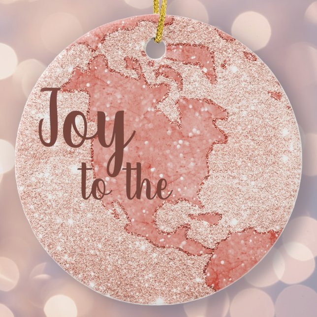 Freude an der Welt Rose Gold Glitzer Rosa Weihnach Keramik Ornament (Von Creator hochgeladen)