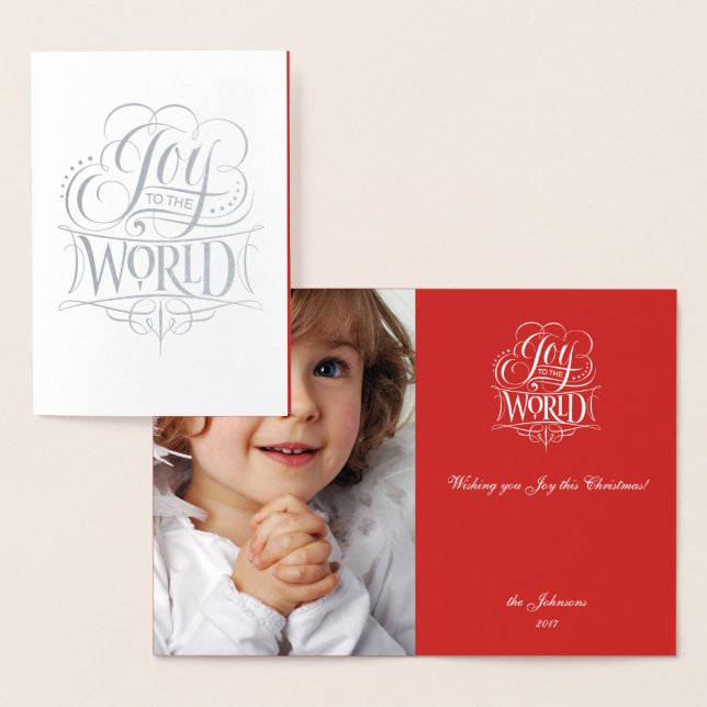 Freude an der Welt-Silver Foil-Weihnachtskalligrap Folienkarte (Anzeige)