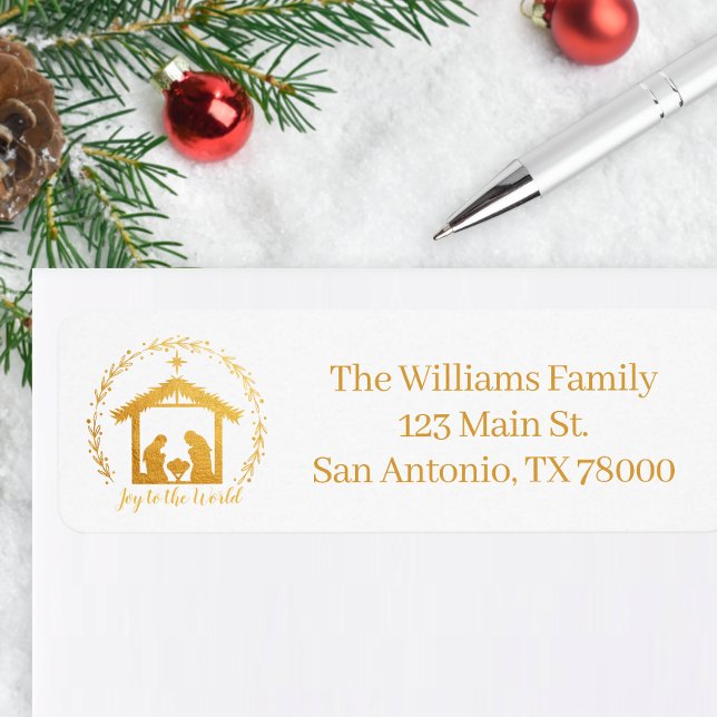 Freude an der World Gold Nativity Rücksendeadresse (Gold Nativity Return Address Sticker)