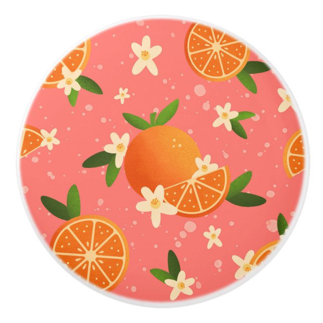 Freude an Orangen und Orangenblüten Keramikknauf (Vorderseite)