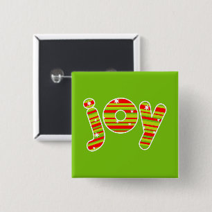 Freude an Weihnachten, Rot und Grün Streifen Button