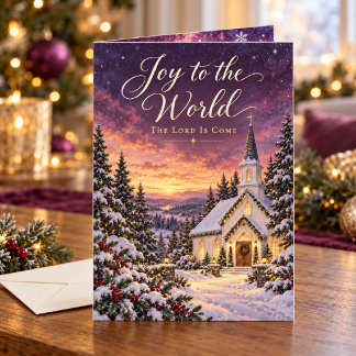Freude auf die Welt Schneeige Weihnachtskirche Karte