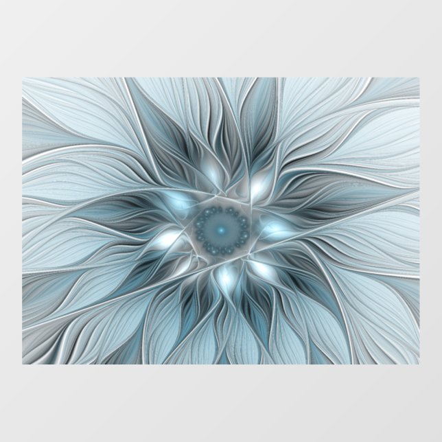 Freude Blume Abstrakt Blue Gray Fraktal Fensteraufkleber (Blatt)