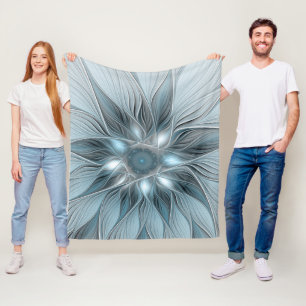Freude Blume Abstrakt Blue Gray Fraktal Fleecedecke