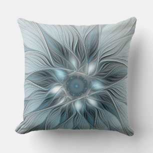 Freude Blume Abstrakt Blue Gray Fraktal Kissen