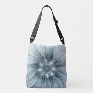Freude Blume Abstrakt Blue Gray Fraktal Tragetaschen Mit Langen Trägern