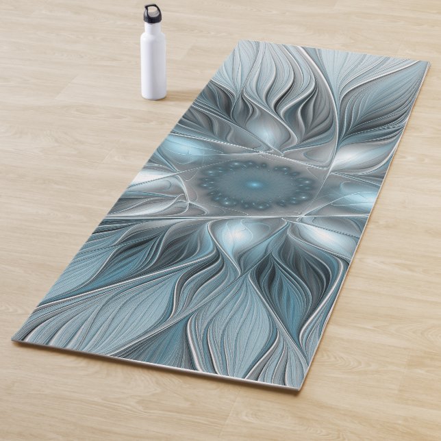 Freude Blume Abstrakt Blue Gray Fraktal Yogamatte (Beispiel)