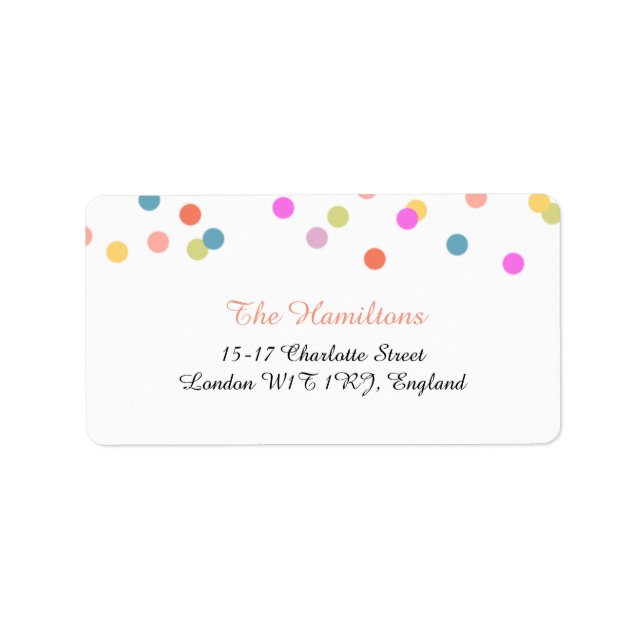 Freude | Confetti Wedding Address Labels Adressaufkleber (Vorne)