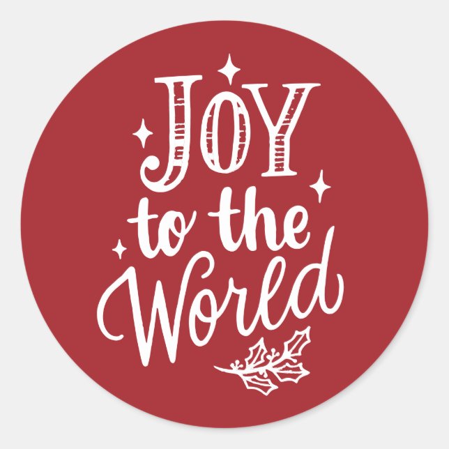Freude der Welt Lettering Rot Weihnachten Runder Aufkleber (Vorderseite)