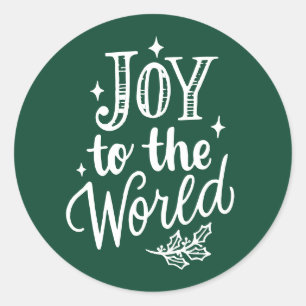 Freude der Welt Lettering Waldgrün Weihnachten Runder Aufkleber