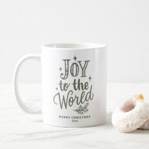 Freude der Welt Weihnachts-Schriftzug Taupe Grün Kaffeetasse