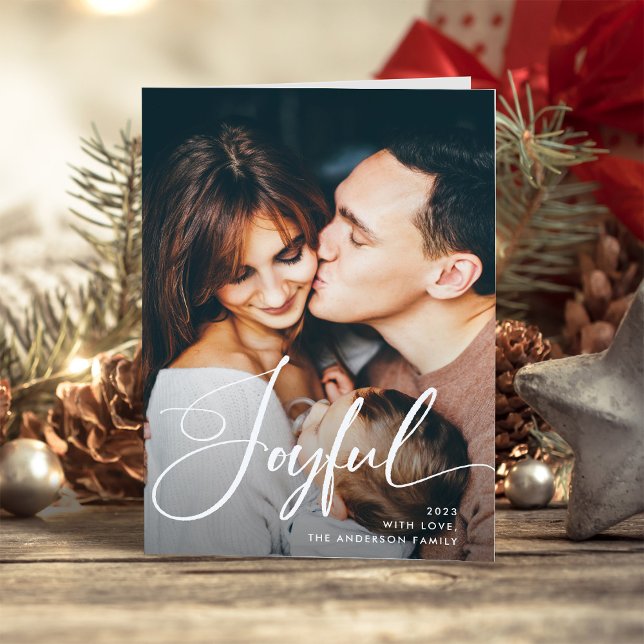 Freude | Elegante Schrift und Foto Weihnachten (An elegant holiday card with your favorite family photo)