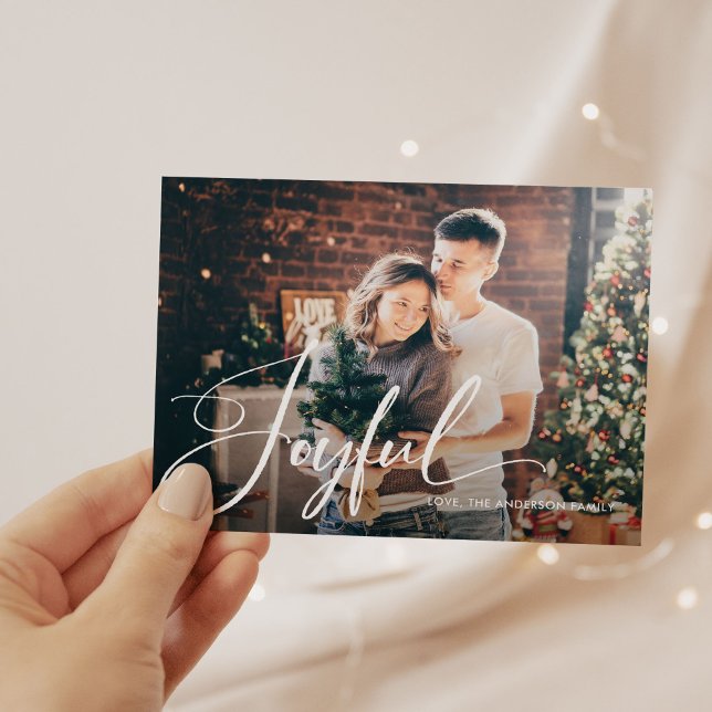 Freude | Elegante Schrift und Foto Weihnachten (A beautiful holiday postcard with your favorite personal photo and elegant calligraphy)