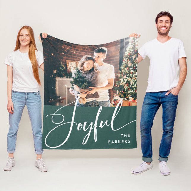 Freude | Elegante Schrift und Foto Weihnachten Fleecedecke (Beispiel)