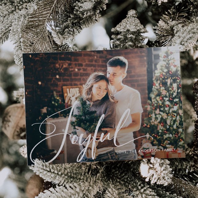 Freude | Elegante Script und Foto Magnetkarte Magneteinladung (A beautiful Christmas photo magnetic card with elegant calligraphy)