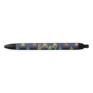 Freude farbenfrohe Doodle-Sterne auf blauem Person Kugelschreiber