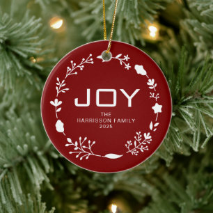 Freude Florales Weihnachtsgesteck Familienname Fot Keramik Ornament