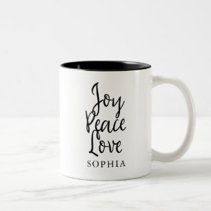 Freude Frieden Liebe Inspirierend Zweifarbige Tasse