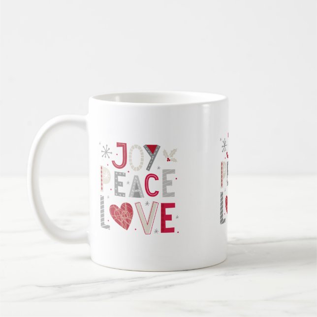 Freude, Frieden und Liebe Kaffeetasse (Links)