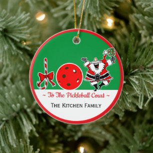 Freude für den Pickleball-Court-Santa personalisie Keramik Ornament
