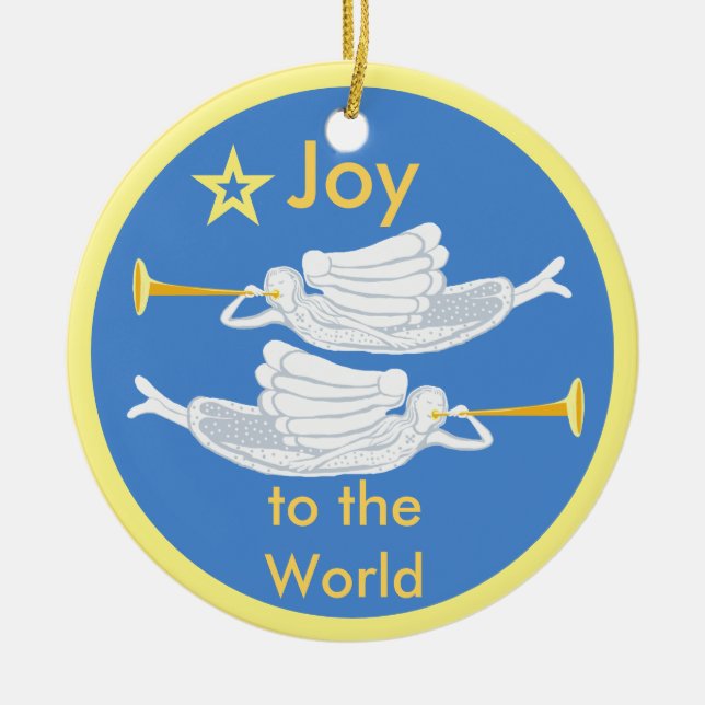 Freude für die Welt Engel und Jesus Keramik Ornament (Vorne)