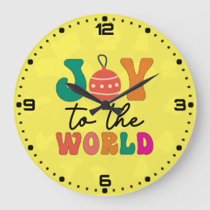 Freude Für Die Welt Farbige Weihnachtstypografie Große Wanduhr