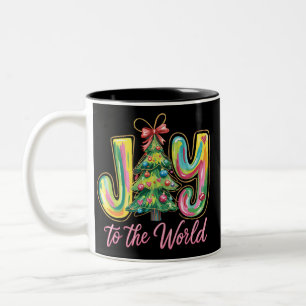 Freude Für Die Welt Neon-Weihnachtsbaum Pinselstri Zweifarbige Tasse