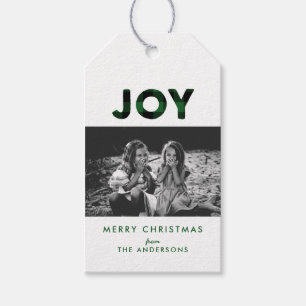 Freude Grün Buffalo Karo Weihnachtsfoto Geschenkan Geschenkanhänger