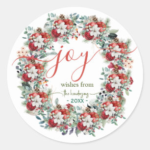 Freude Handgeschriebener Schriftzug Weihnachtsgirl Runder Aufkleber