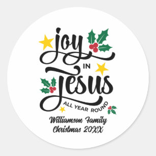 Freude in Jesus christliche Weihnachtsfamilienname Runder Aufkleber