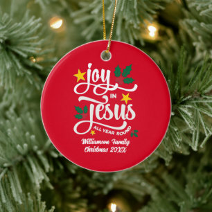 FREUDE IN JESUS Familienname Christliches Weihnach Keramik Ornament