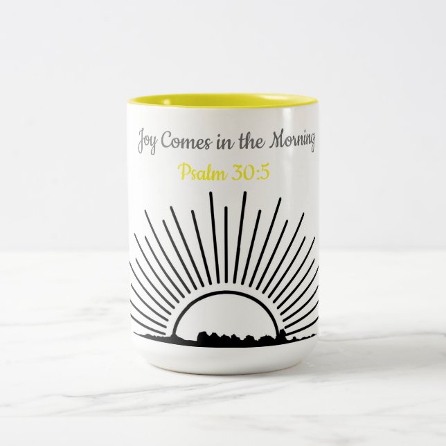 Freude kommt morgens Psalm-30:5 Zweifarbige Tasse (Mittel)