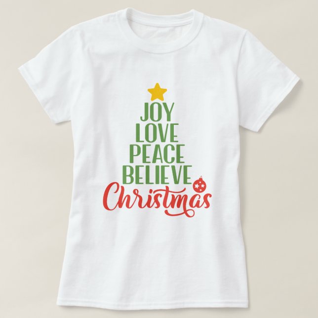 Freude, Liebe, Friede glaube Weihnachten Frauen T  T-Shirt (Design vorne)