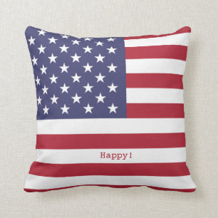 Freude!Liebe! Frieden! Amerikanische Flagge und Fe Kissen