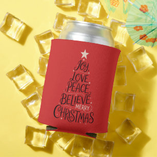 Freude Liebe Frieden Glaube Frohe Weihnachten Baum Dosenkühler