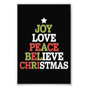 Freude Liebe Frieden Glaube Weihnachtsbaum Familie Fotodruck