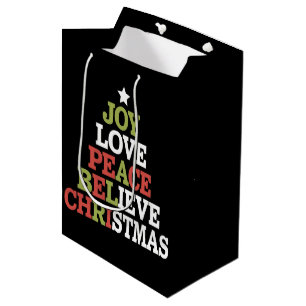 Freude Liebe Frieden Glaube Weihnachtsbaum Familie Mittlere Geschenktüte