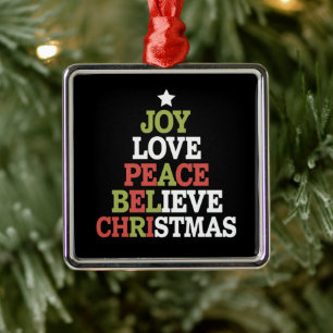 Freude Liebe Frieden Glaube Weihnachtsbaum Familie Ornament Aus Metall