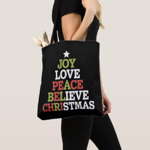 Freude Liebe Frieden Glaube Weihnachtsbaum Familie Tasche